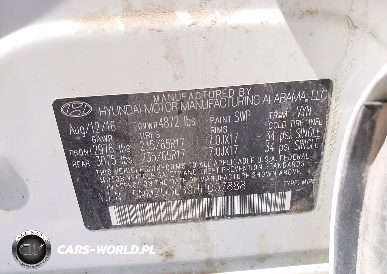 2017 Hyundai Santa Fe Sport 2.4L VIN:5NMZU3LB9HH007888 - 9