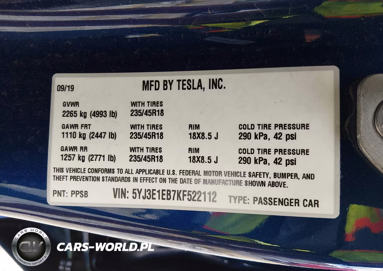 2019 Tesla Model 3 Long Range-Performance VIN:5YJ3E1EB7KF522112 - 9