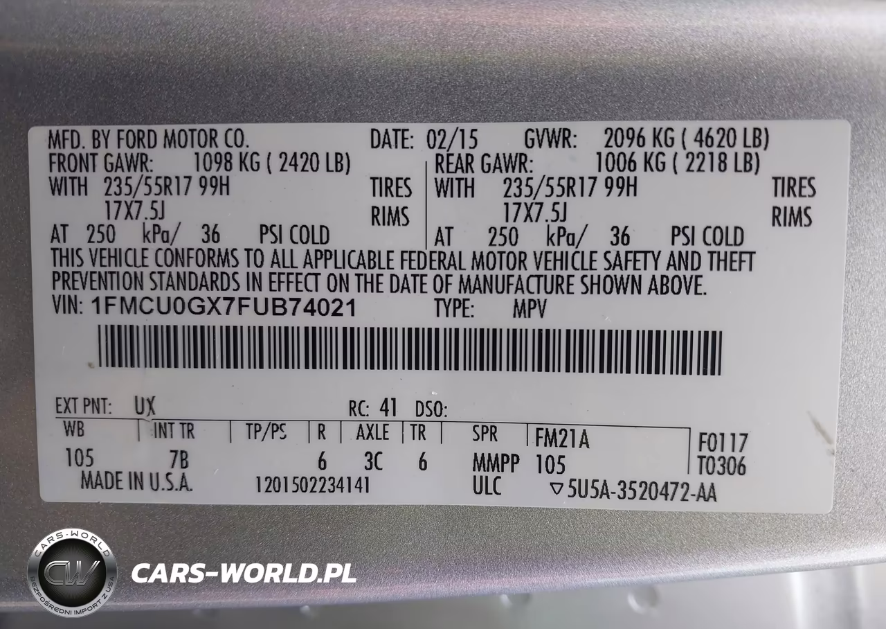 2015 Ford Escape Se VIN:1FMCU0GX7FUB74021 - 9