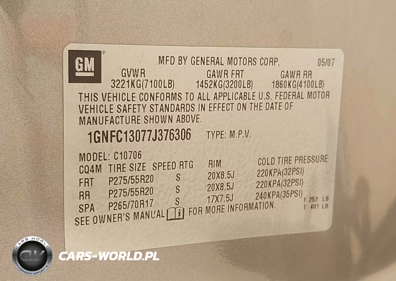 2007 Chevrolet Tahoe Ltz VIN:1GNFC13077J376306 - 9