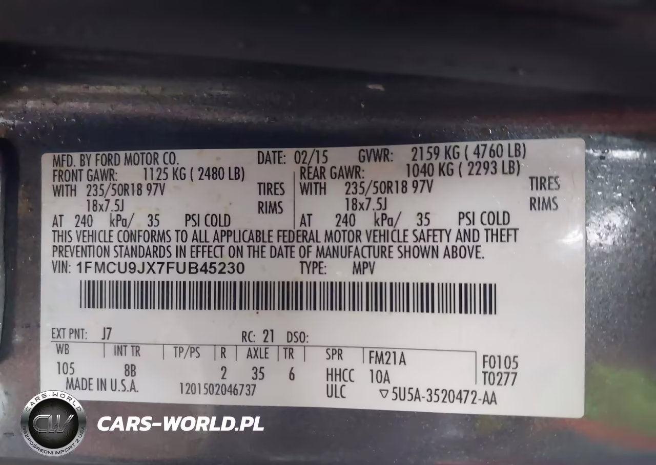 2015 Ford Escape Titanium VIN:1FMCU9JX7FUB45230 - 9