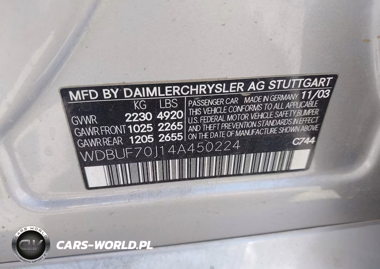 2004 Mercedes-Benz E 500 VIN:WDBUF70J14A450224 - 9