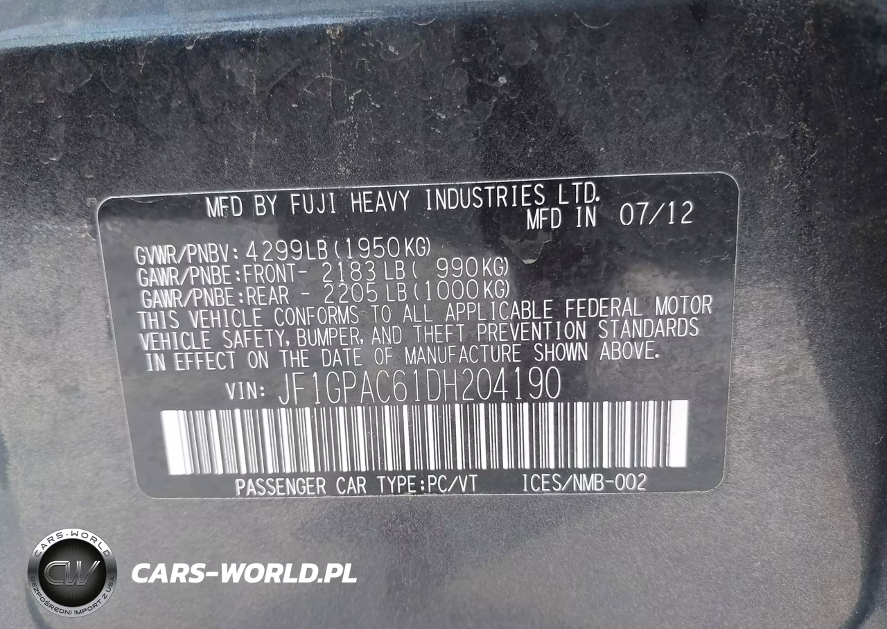 2013 Subaru Impreza 2.0I Premium VIN:JF1GPAC61DH204190 - 9