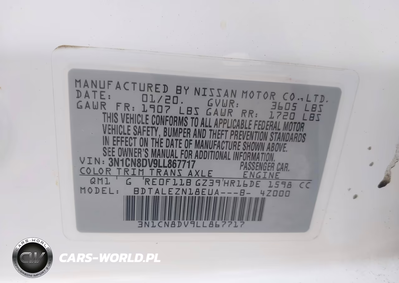 2020 Nissan Versa S Xtronic Cvt VIN:3N1CN8DV9LL867717 - 9