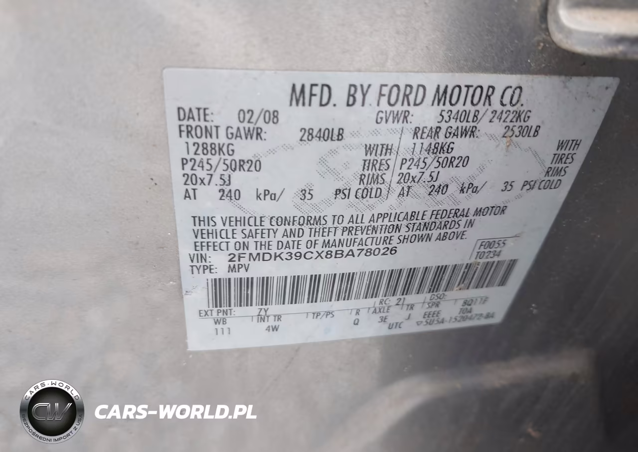 2008 Ford Edge Limited VIN:2FMDK39CX8BA78026 - 9