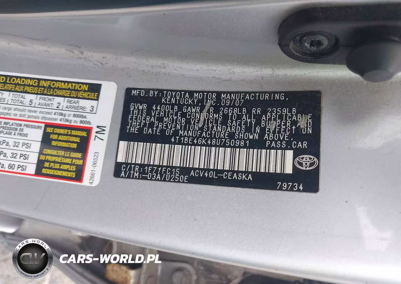 2008 Toyota Camry Se VIN:4T1BE46K48U750981 - 9