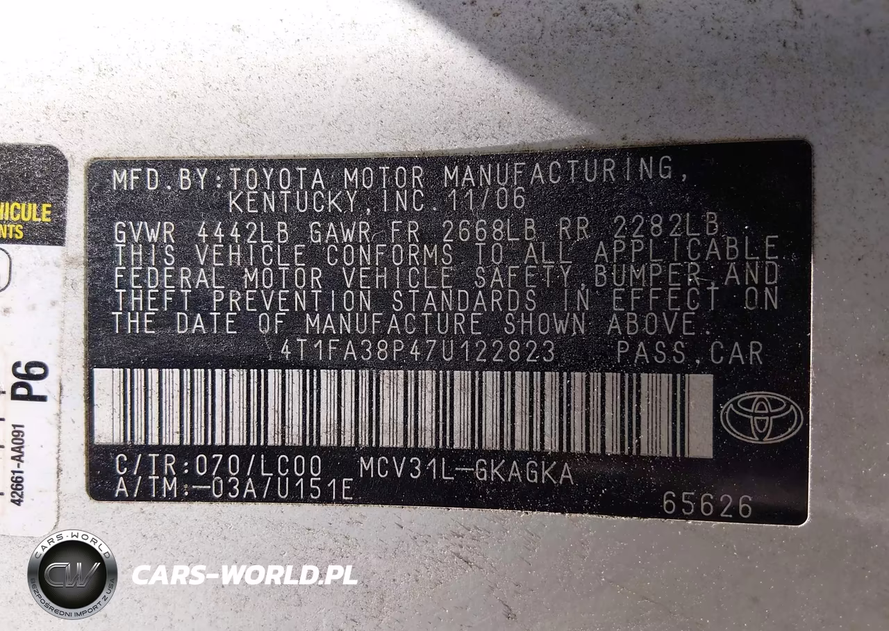 2007 Toyota Camry Solara Sle VIN:4T1FA38P47U122823 - 9