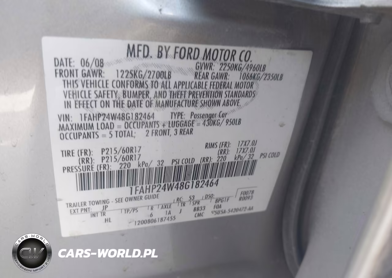 2008 Ford Taurus Sel VIN:1FAHT24W48G182464 - 9