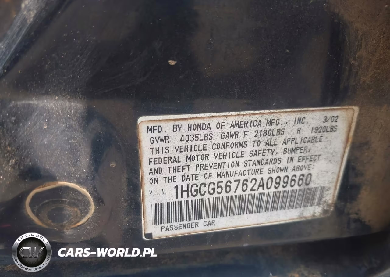 2002 Honda Accord 2.3 Se VIN:1HGCG56762A099660 - 9