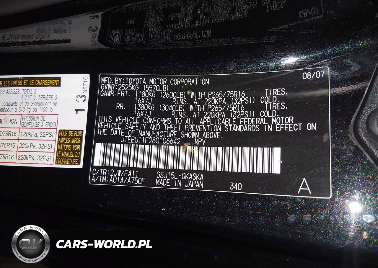 2008 Toyota Fj Cruiser VIN:JTEBU11F280106642 - 9