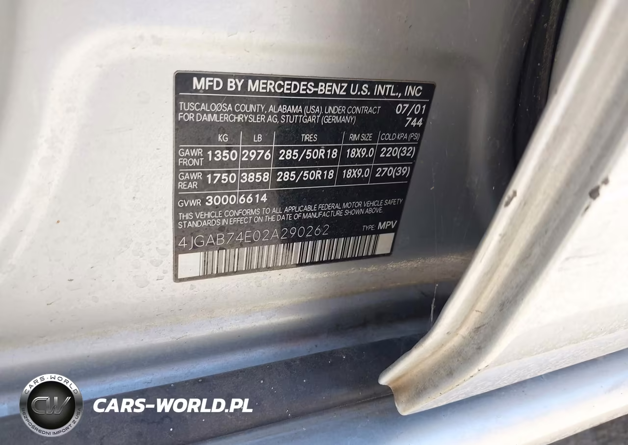 2002 Mercedes-Benz Ml 55 Amg VIN:4JGAB74E02A290262 - 9