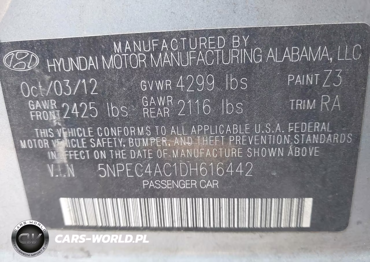 2013 Hyundai Sonata Limited VIN:5NPEC4AC1DH616442 - 9