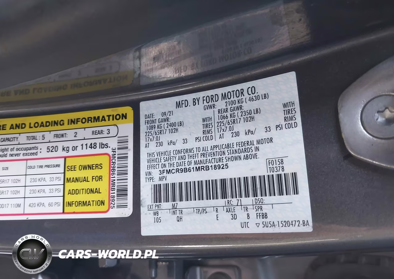 2021 Ford Bronco Sport Big Bend VIN:3FMCR9B61MRB18925 - 9