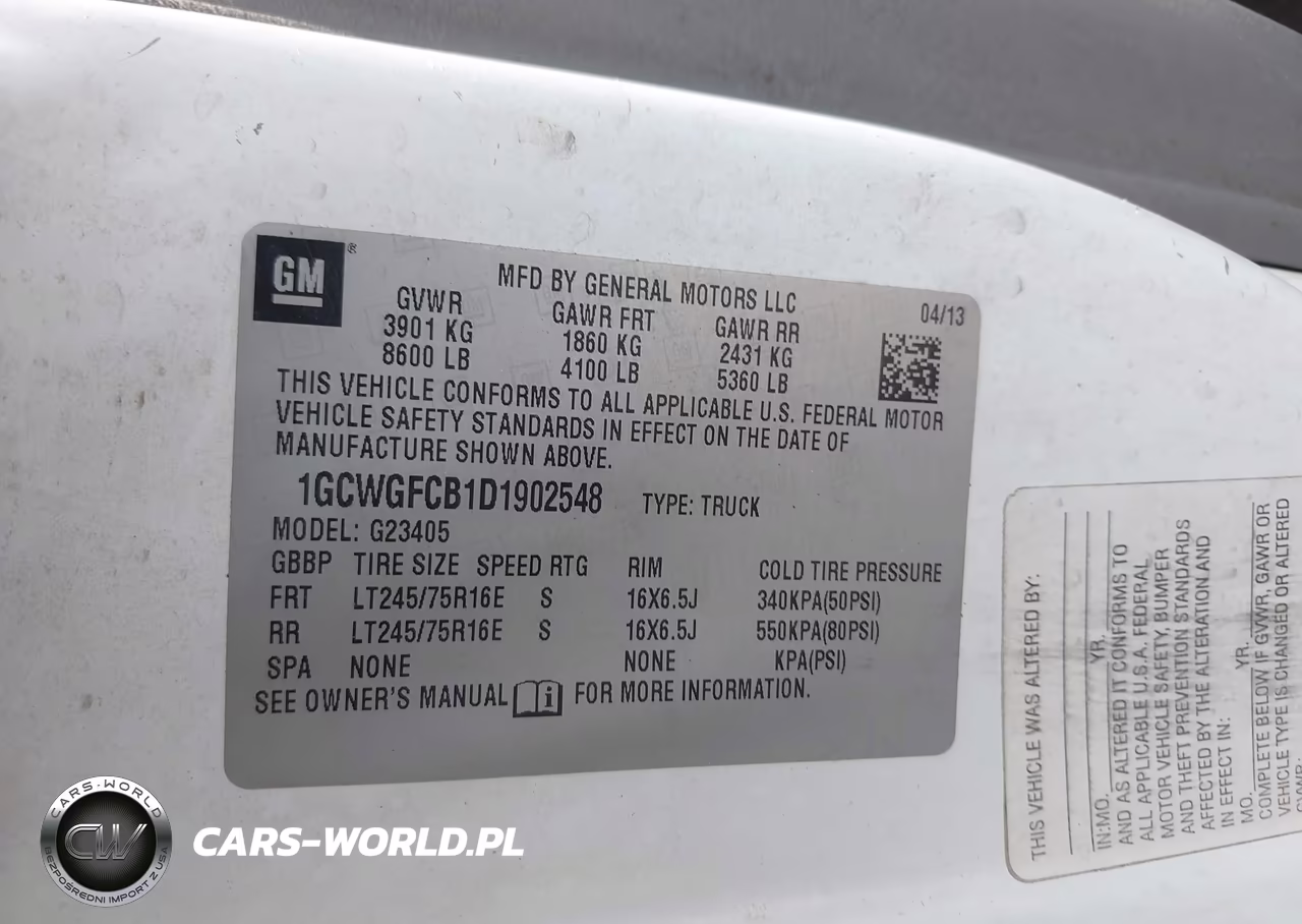 2013 Chevrolet Express 2500 Work Van VIN:1GCWGFCB1D1902548 - 9
