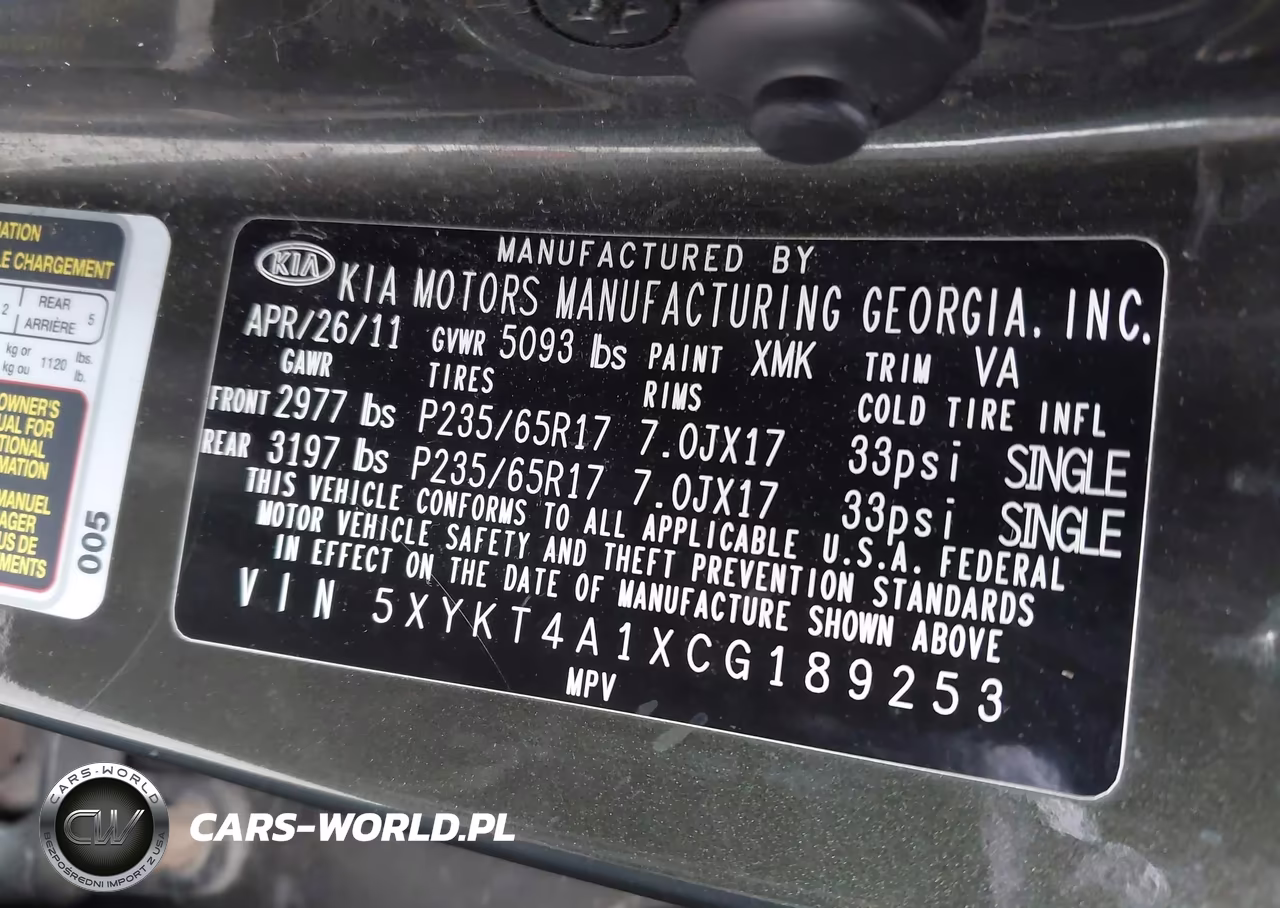 2012 Kia Sorento Lx VIN:5XYKT4A1XCG189253 - 9