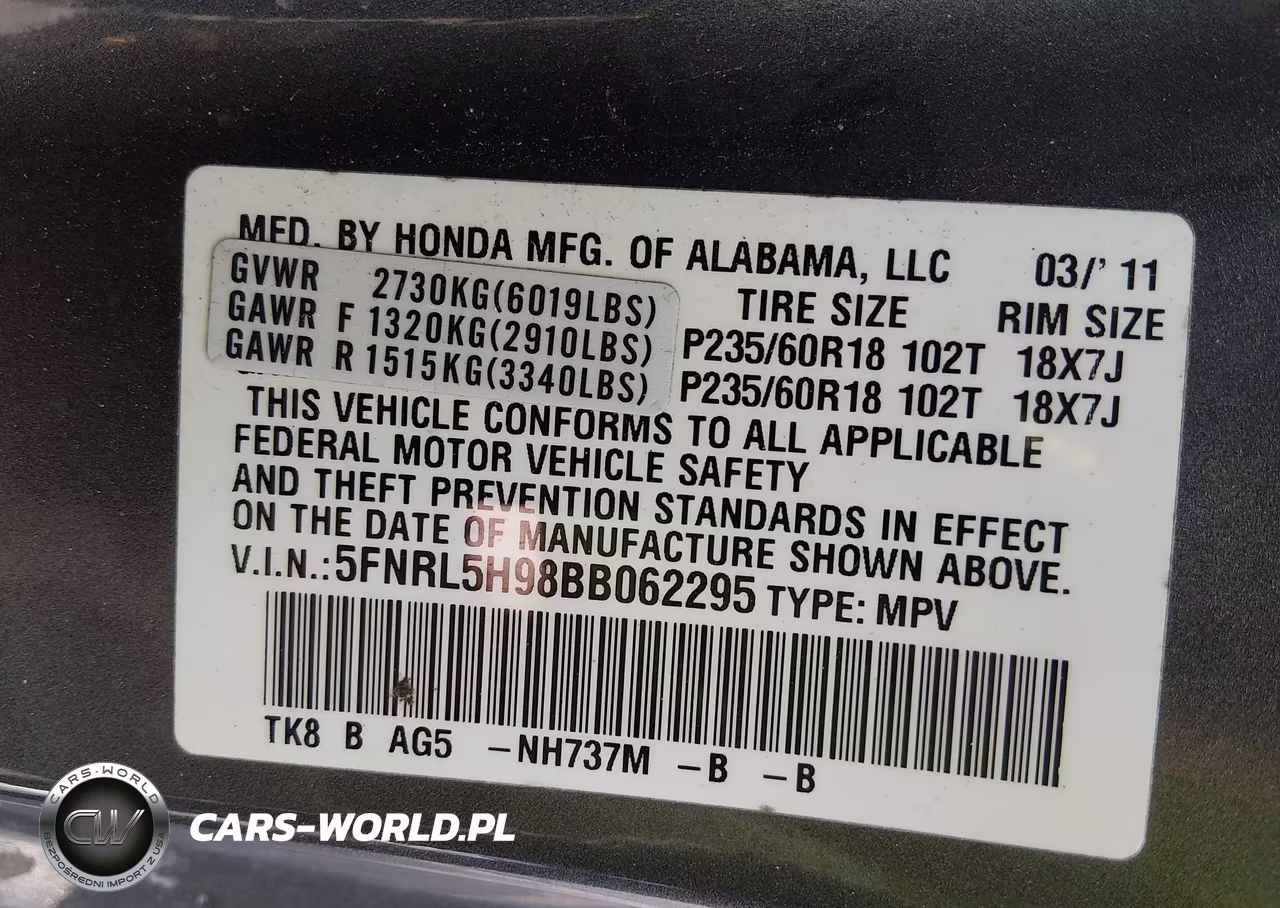 2011 Honda Odyssey Touring-Touring Elite VIN:5FNRL5H98BB062295 - 9