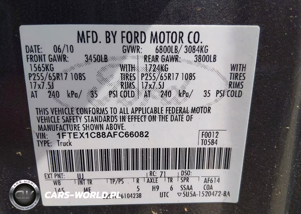 2010 Ford F-150 Fx2 Sport-Stx-Xl-Xlt VIN:1FTEX1C88AFC66082 - 9