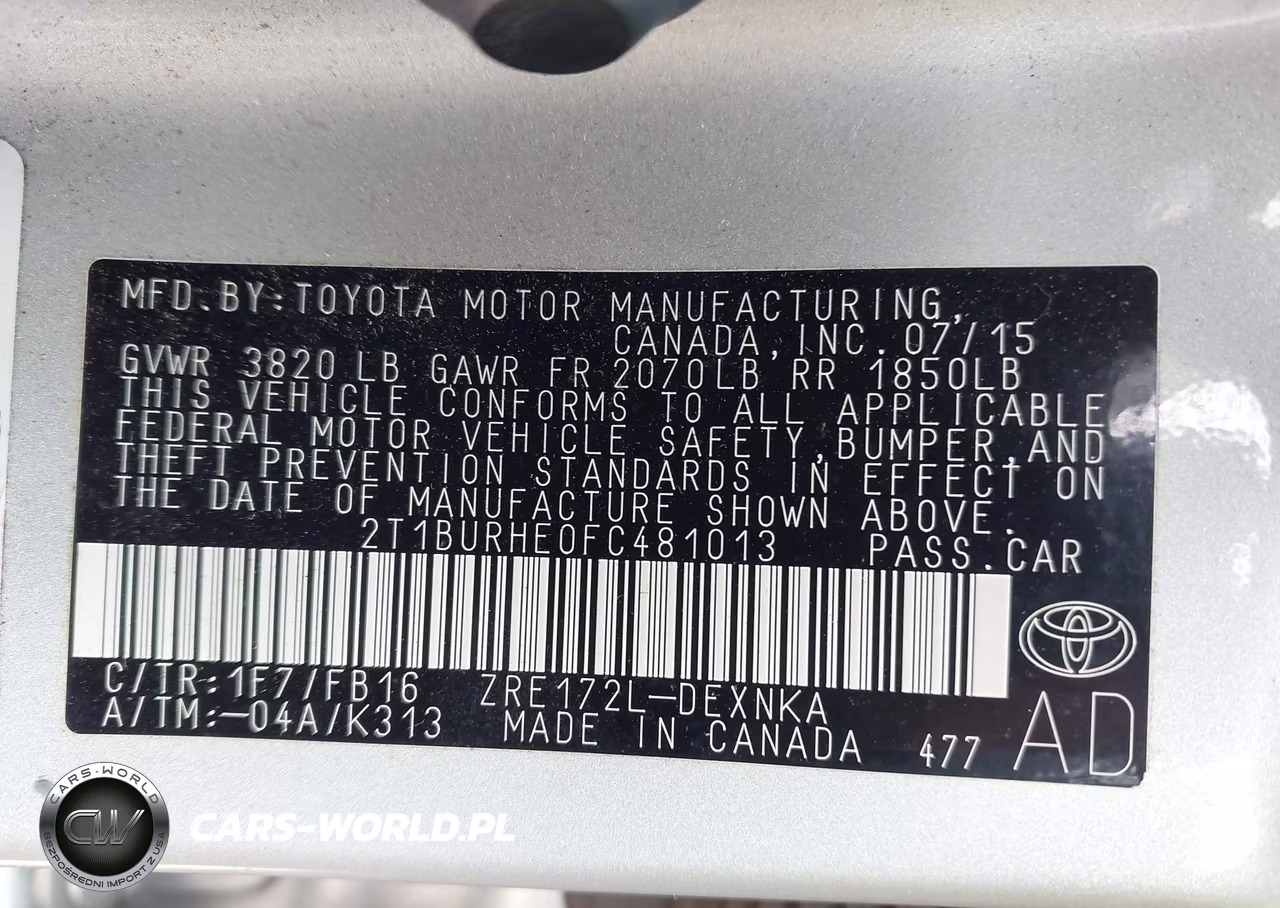 2015 Toyota Corolla Le VIN:2T1BURHE0FC481013 - 9