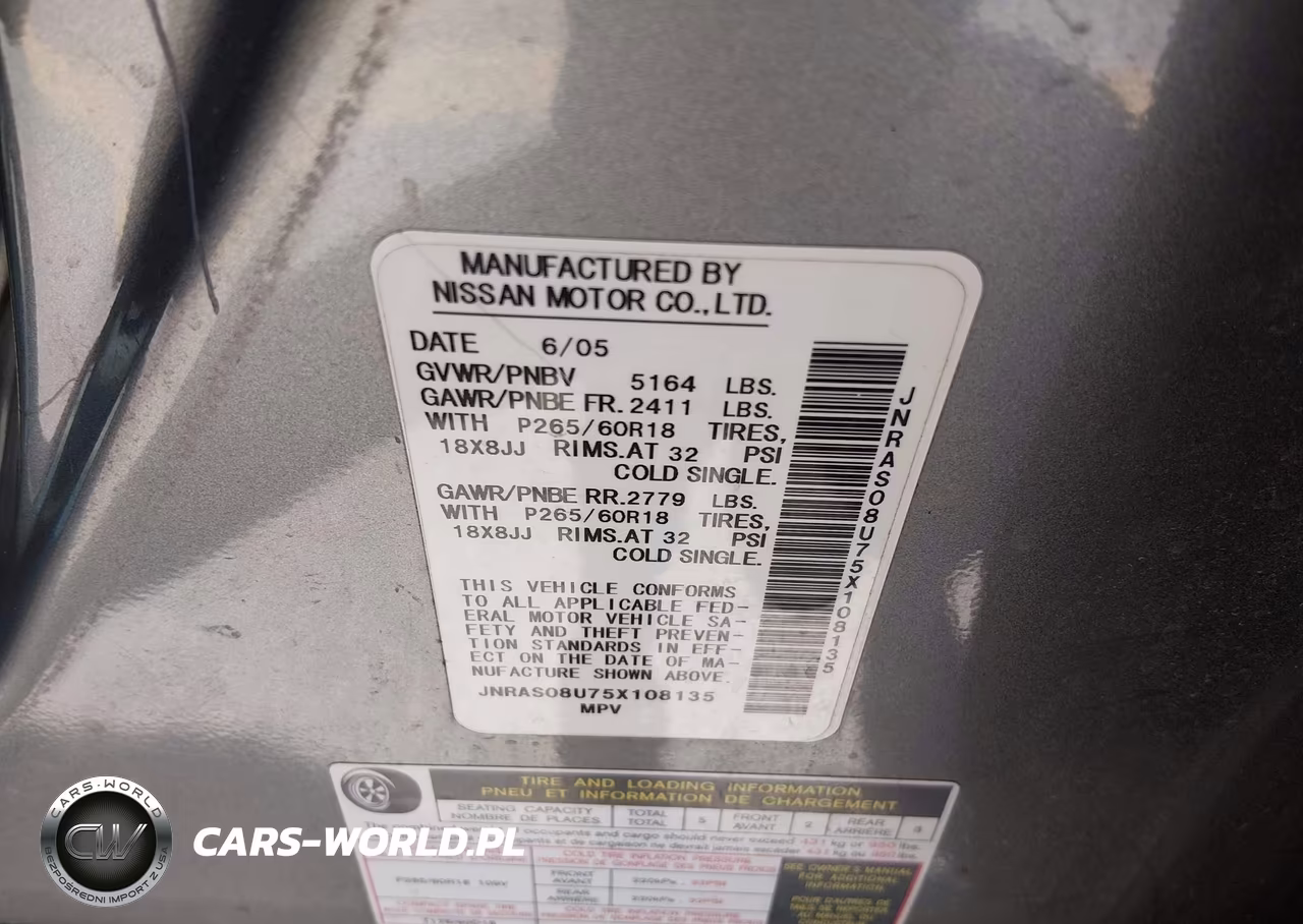 2005 Infiniti Fx35 VIN:JNRAS08U75X108135 - 9