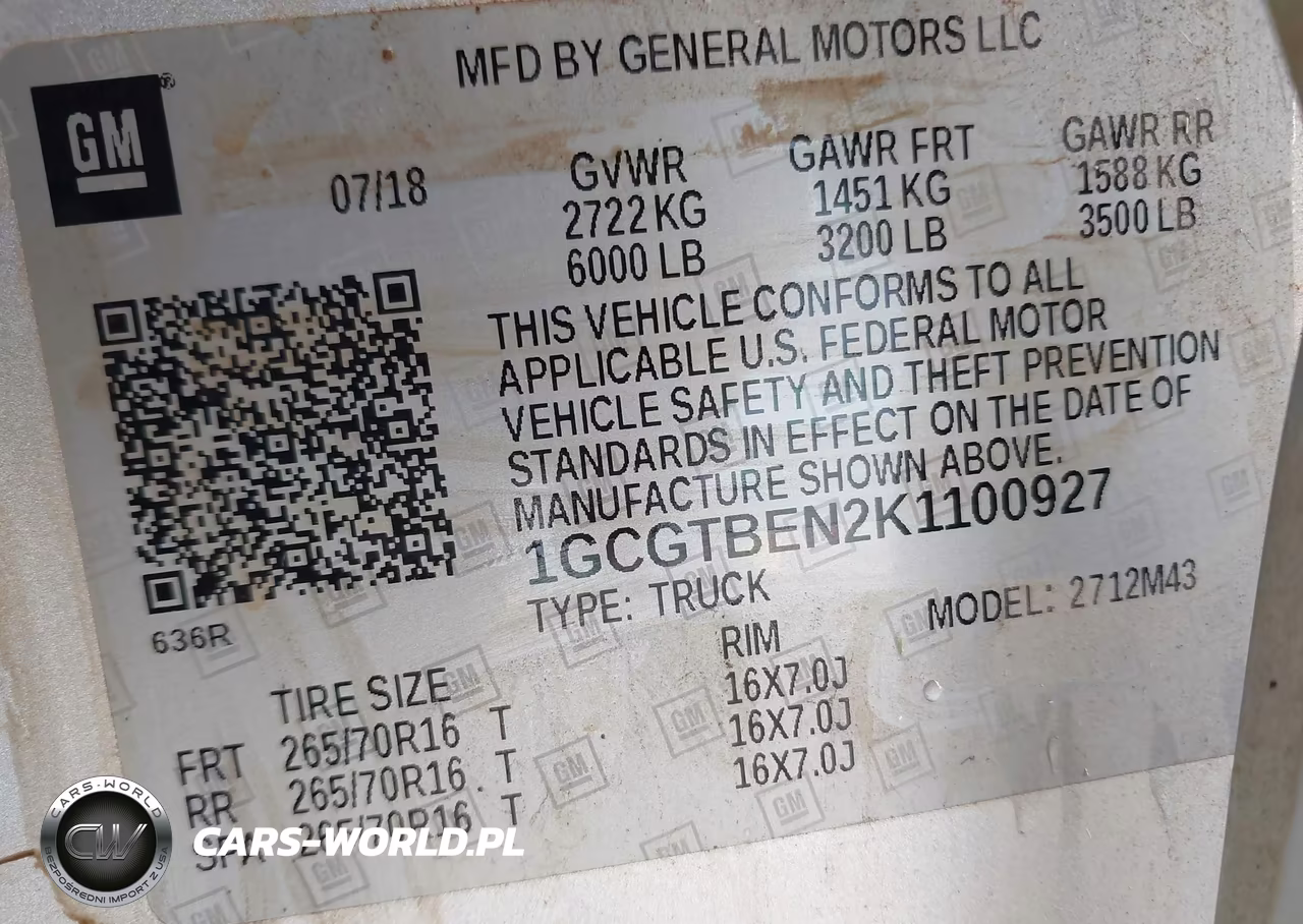 2019 Chevrolet Colorado Wt VIN:1GCGTBEN2K1100927 - 9