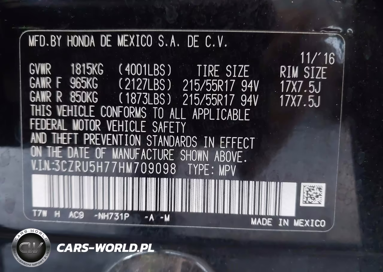 2017 Honda Hr-V Ex-L VIN:3CZRU5H77HM709098 - 9