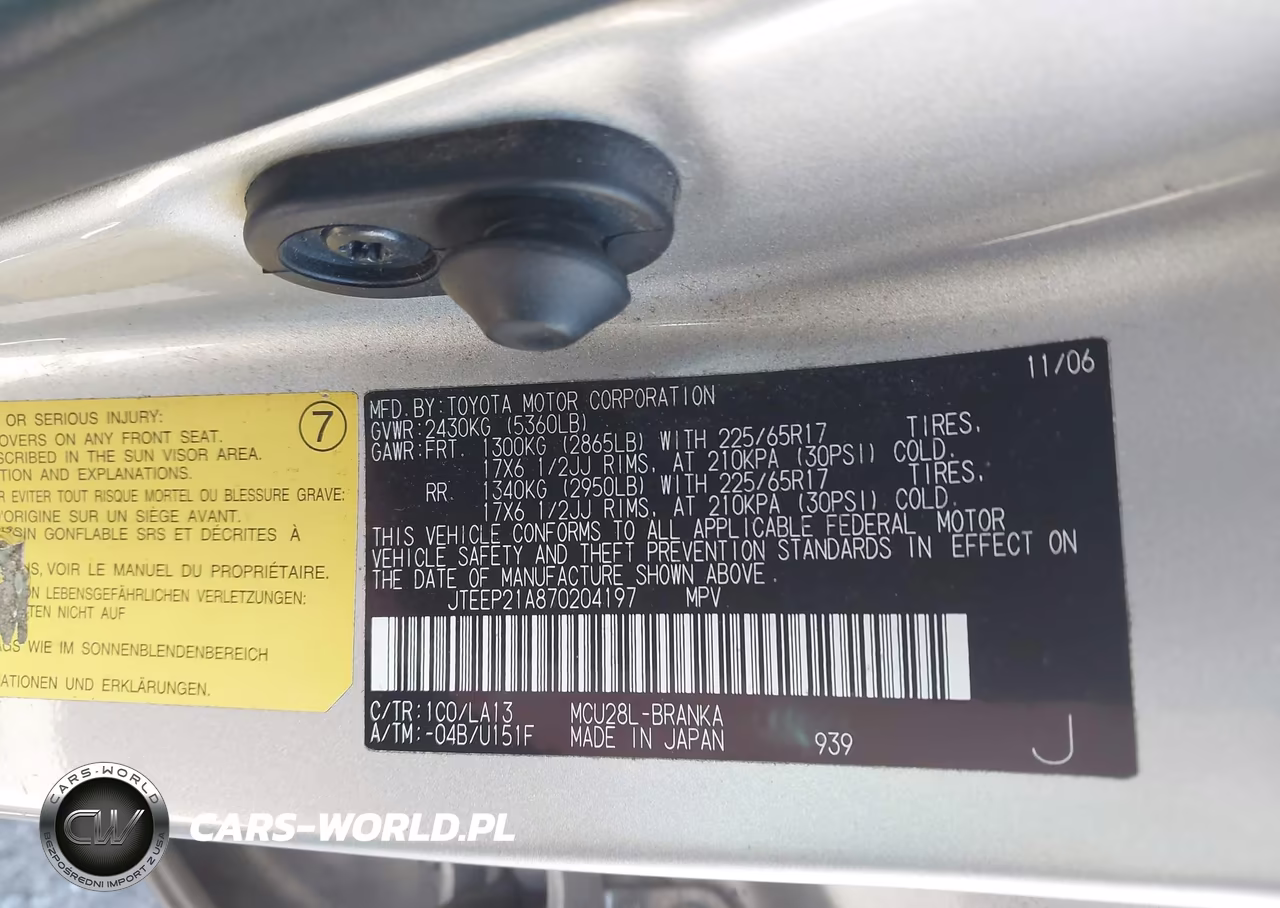 2007 Toyota Highlander Limited W-3Rd Row VIN:JTEEP21A870204197 - 9
