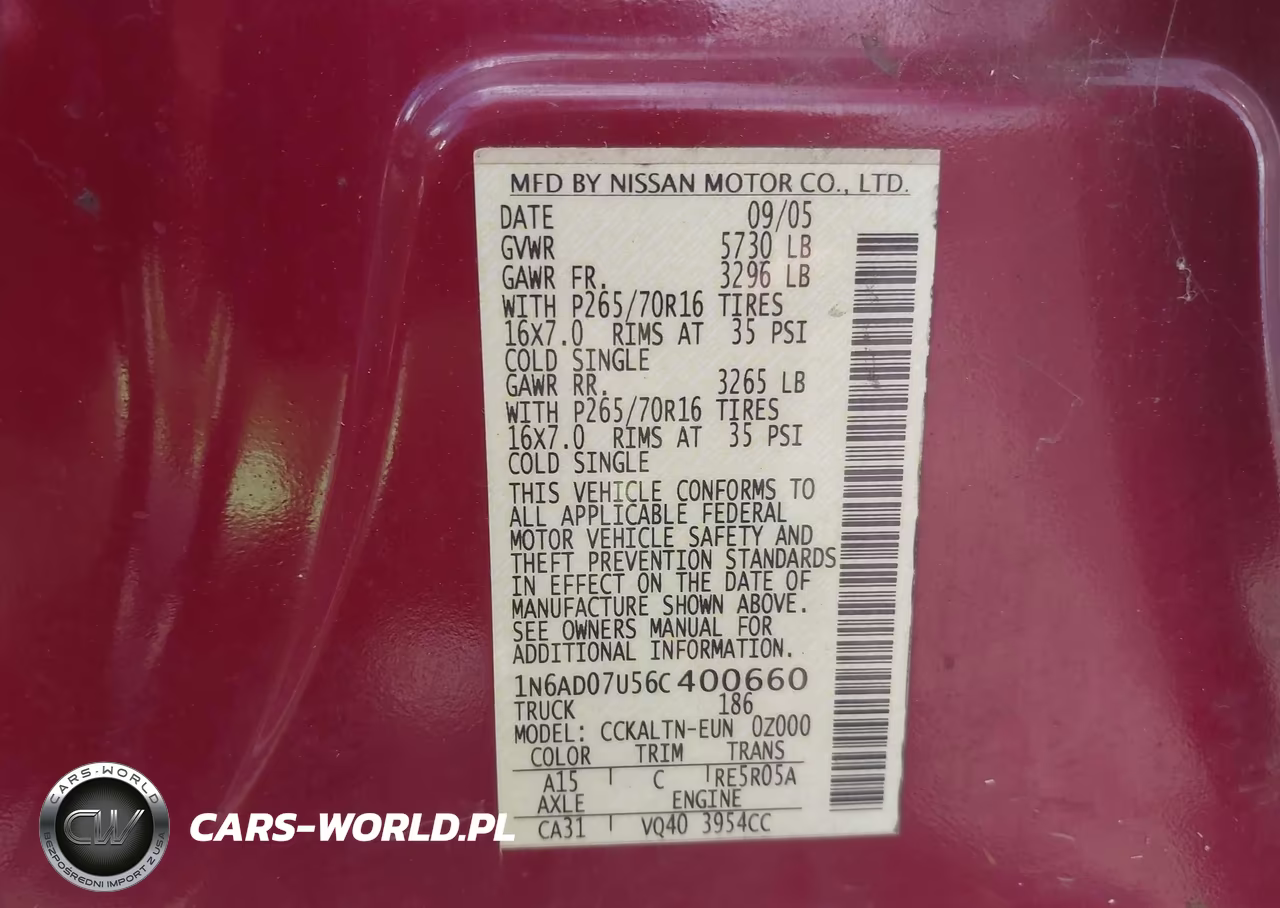 2006 Nissan Frontier Se VIN:1N6AD07U56C400660 - 9