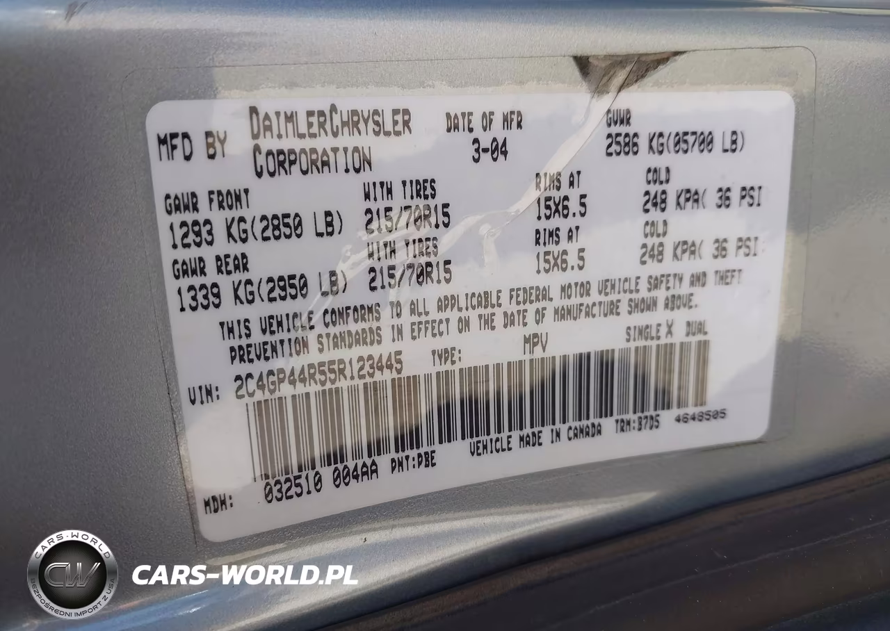2005 Chrysler Town & Country Lx VIN:2C4GP44R55R123445 - 9