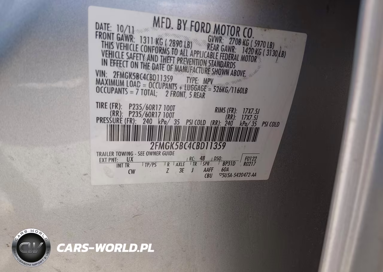 2012 Ford Flex Se VIN:2FMGK5BC4CBD11359 - 9