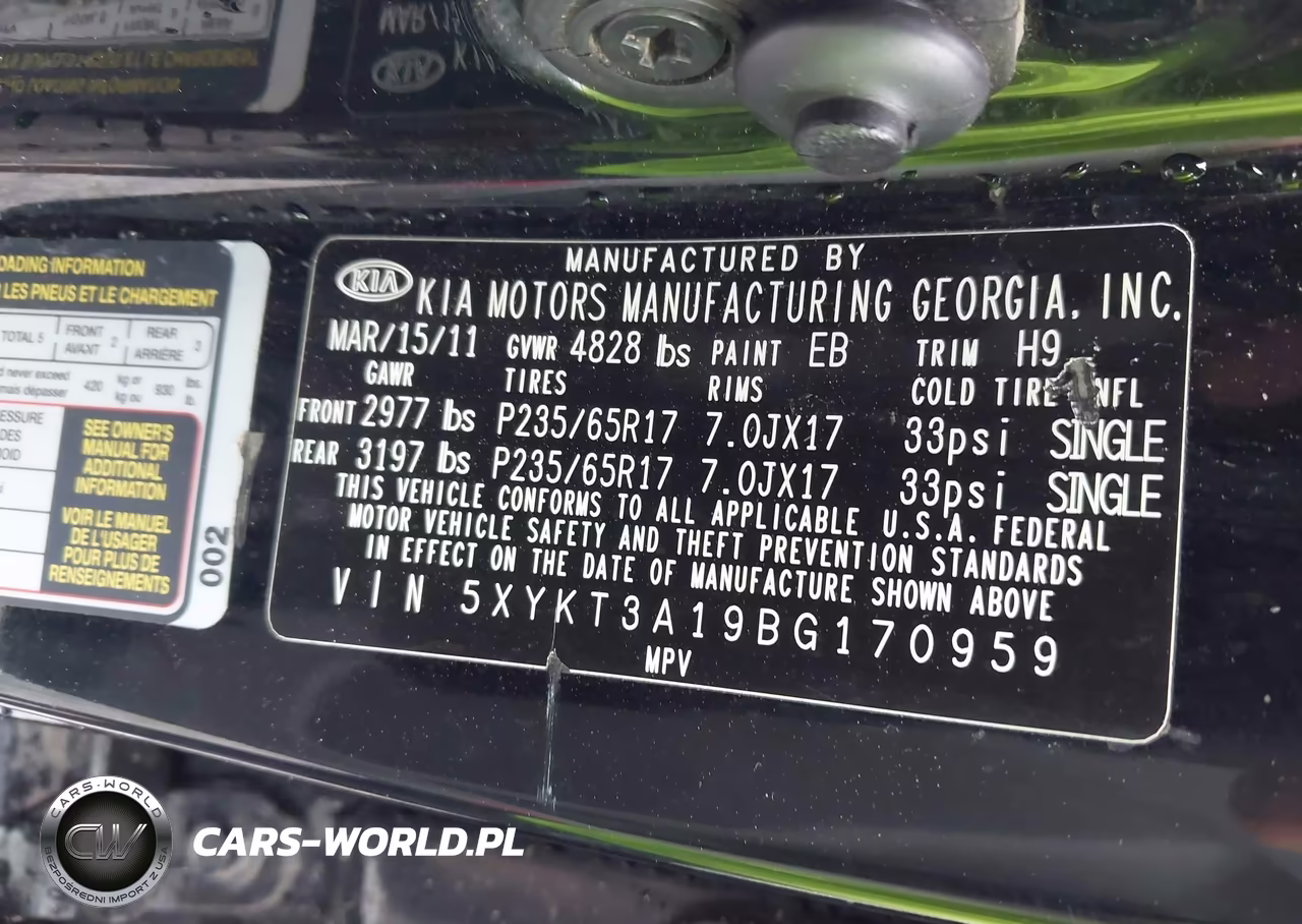 2011 Kia Sorento Lx VIN:5XYKT3A19BG170959 - 9