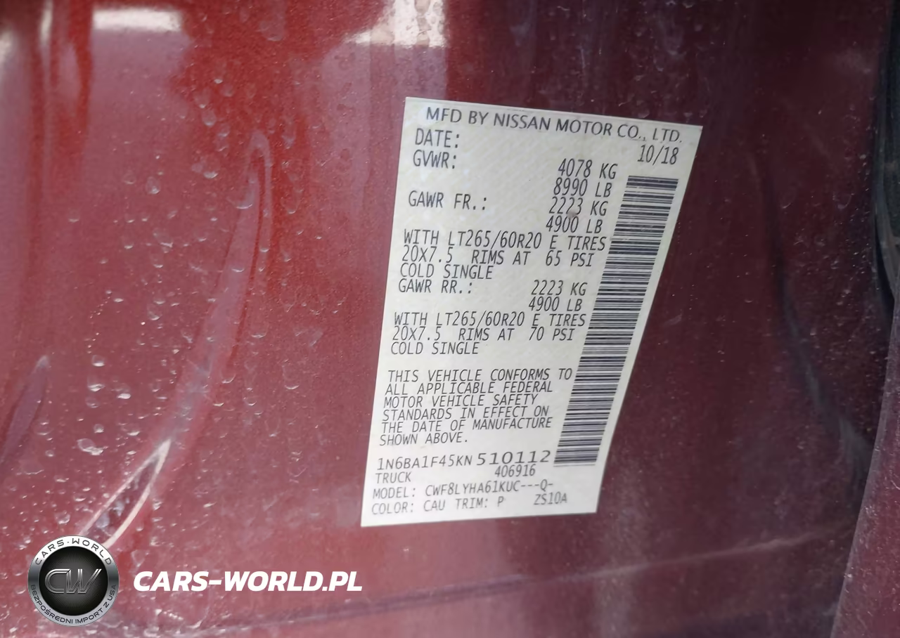 2019 Nissan Titan Xd Platinum Reserve Diesel VIN:1N6BA1F45KN510112 - 9