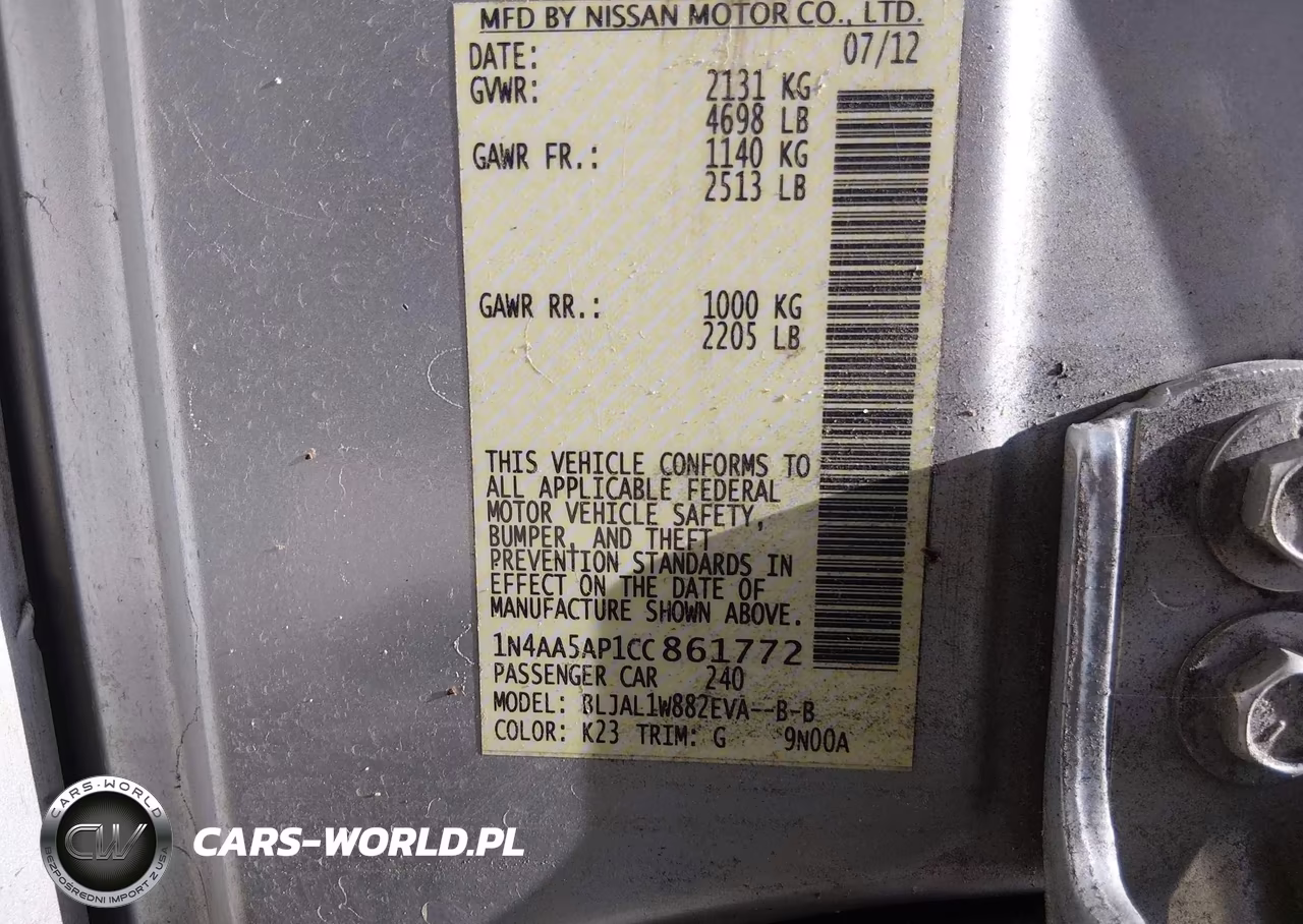 2012 Nissan Maxima 3.5 Sv VIN:1N4AA5AP1CC861772 - 9