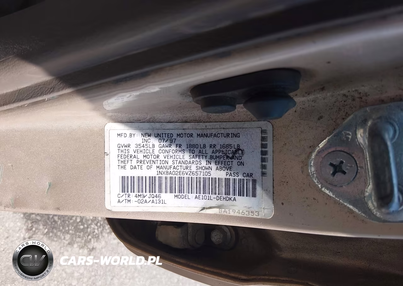 1997 Toyota Corolla Std VIN:1NXBA02E6VZ657105 - 9