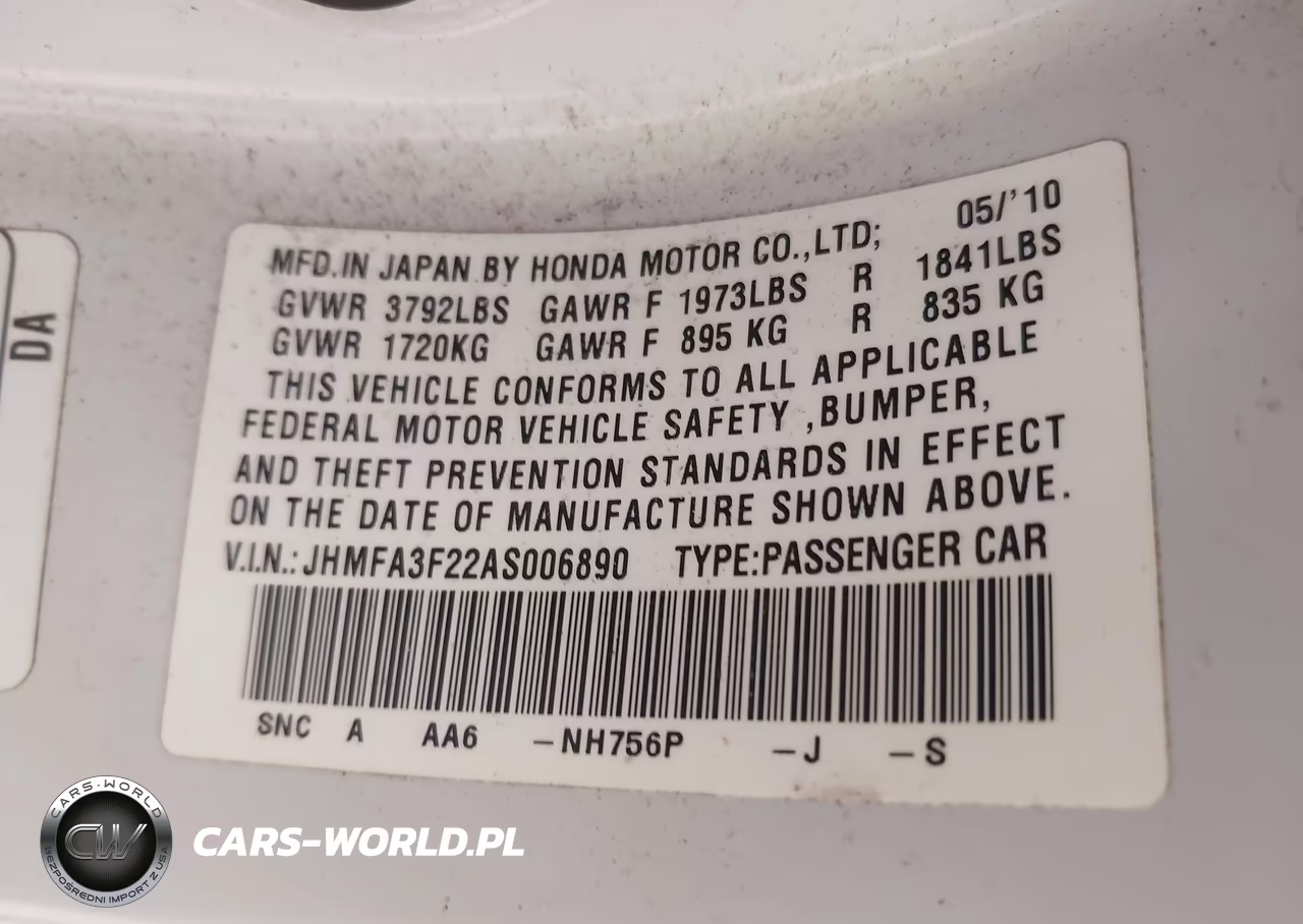 2010 Honda Civic Hybrid VIN:JHMFA3F22AS006890 - 9