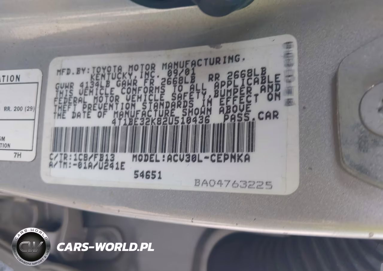 2002 Toyota Camry Le VIN:4T1BE32K82U510436 - 9