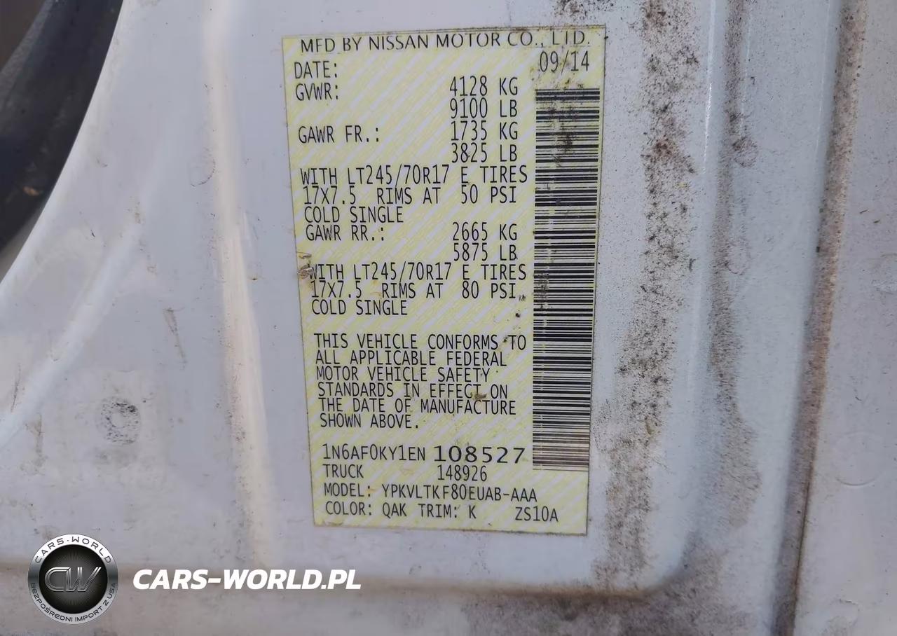 2014 Nissan Nv Cargo Nv2500 Hd Sv V8 VIN:1N6AF0KY1EN108527 - 9
