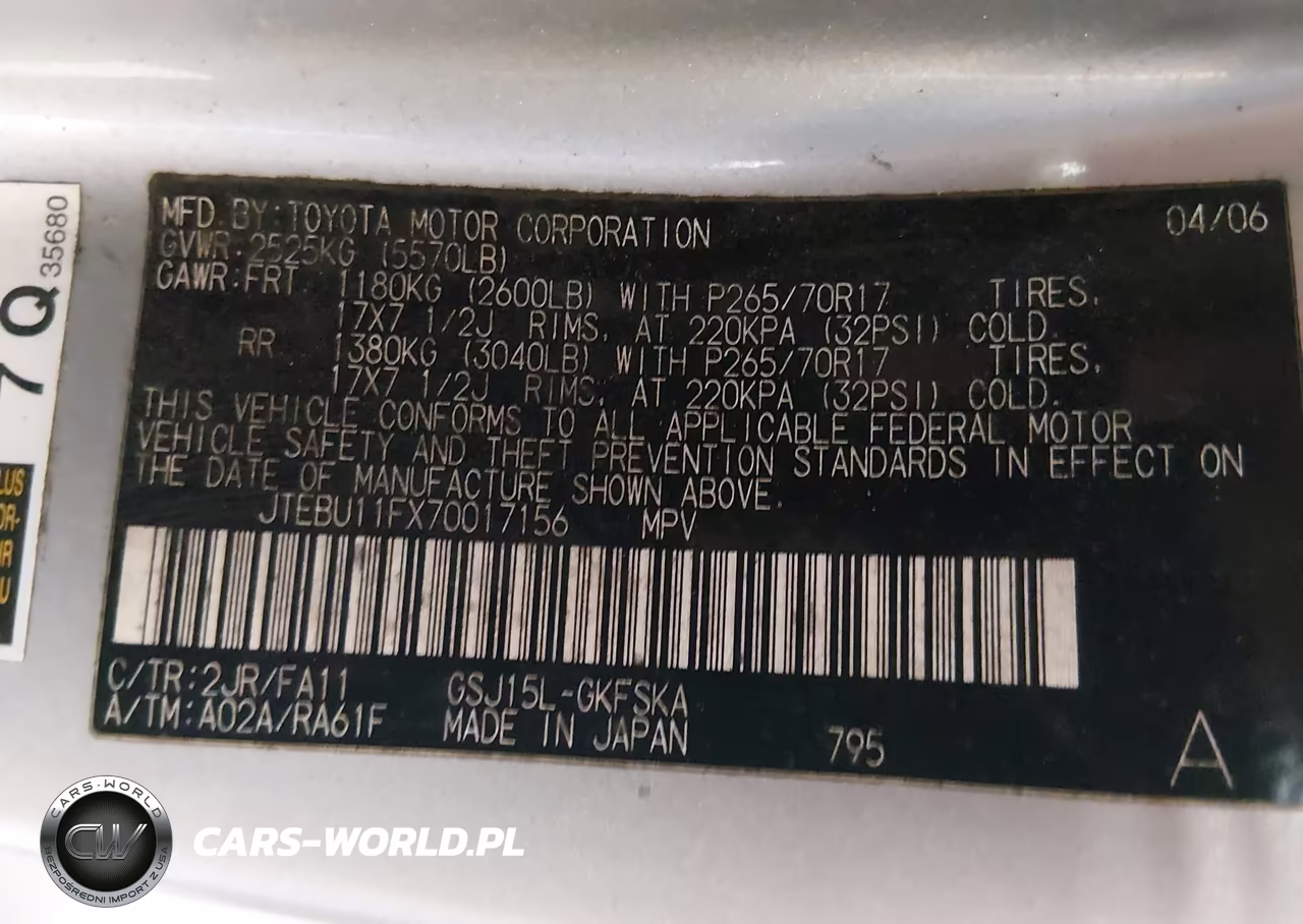 2007 Toyota Fj Cruiser VIN:JTEBU11FX70017156 - 9