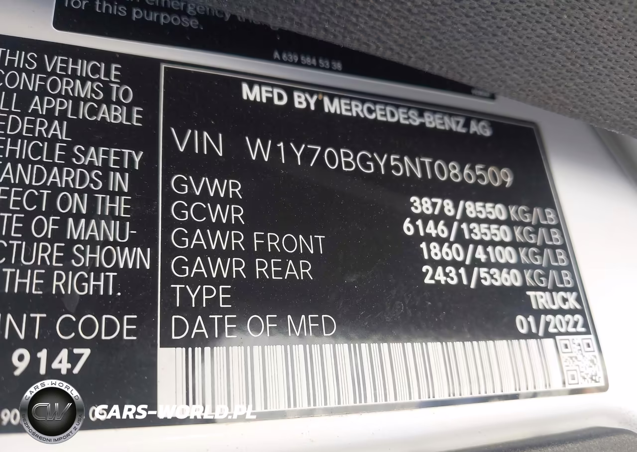 2022 Mercedes-Benz Sprinter 1500 Standard Roof I4 VIN:W1Y70BGY5NT086509 - 9