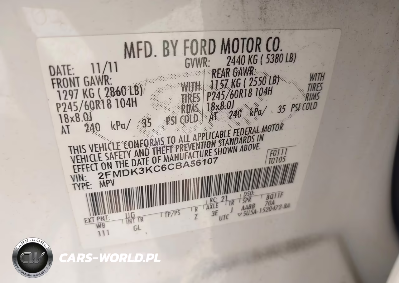 2012 Ford Edge Limited VIN:2FMDK3KC6CBA56107 - 9