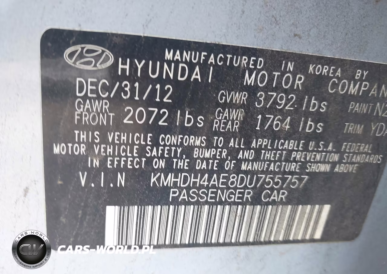 2013 Hyundai Elantra Gls VIN:KMHDH4AE8DU755757 - 9