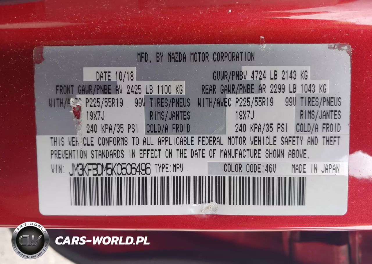 2019 Mazda Cx-5 Grand Touring VIN:JM3KFBDM5K0506496 - 9
