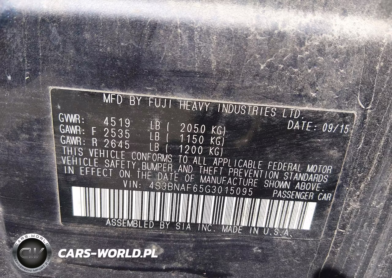2016 Subaru Legacy 2.5I Premium VIN:4S3BNAF65G3015095 - 9