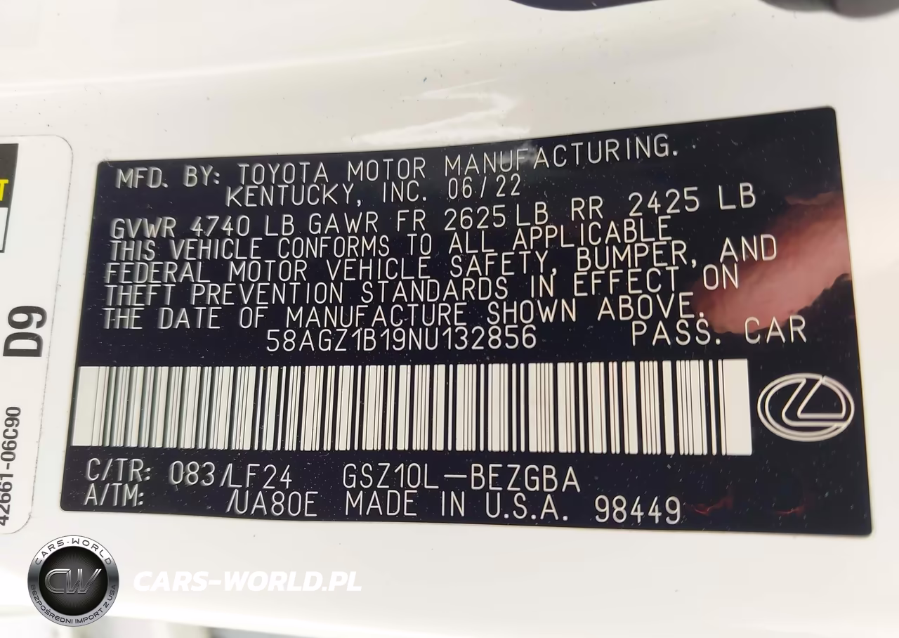 2022 Lexus Es 350 F Sport VIN:58AGZ1B19NU132856 - 12