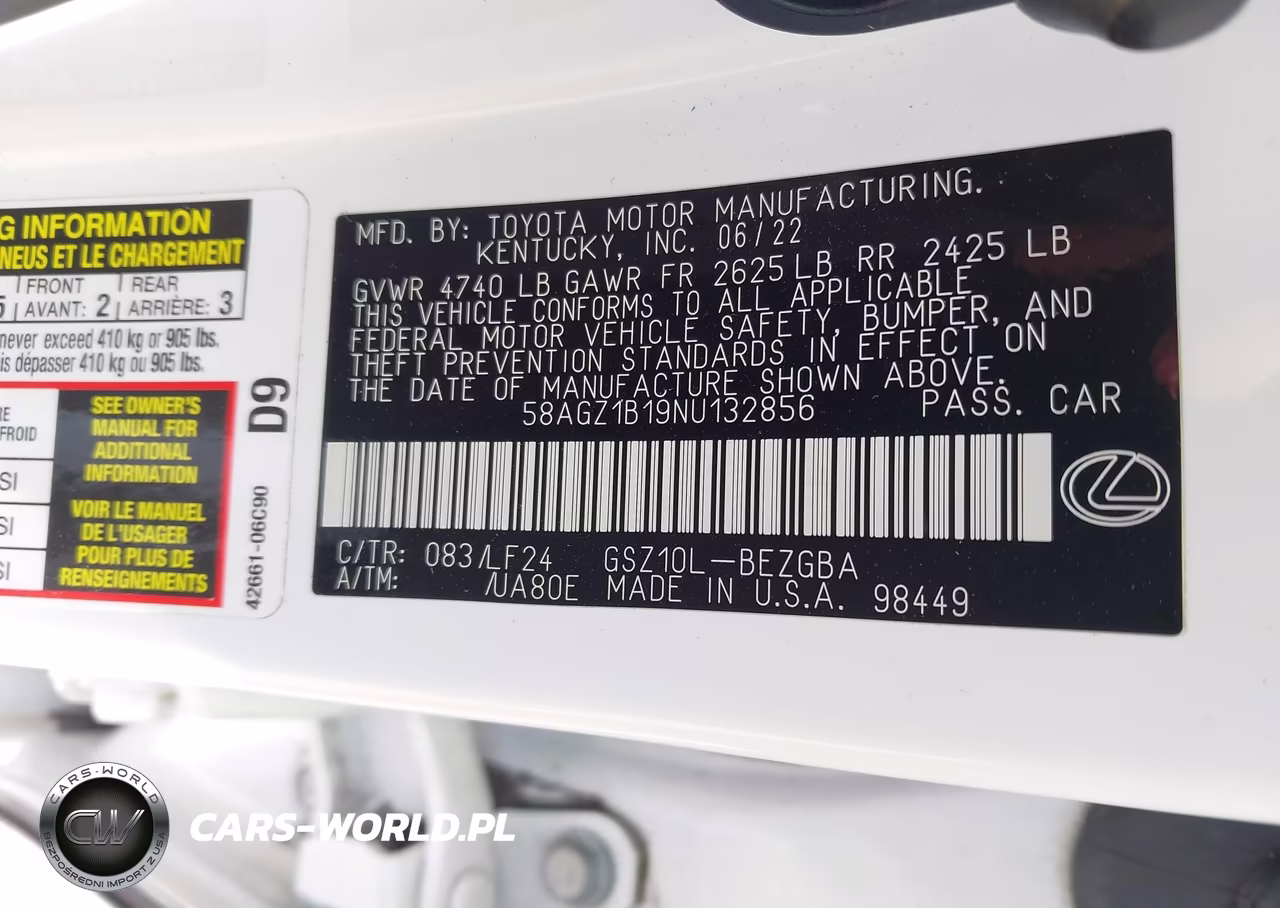 2022 Lexus Es 350 F Sport VIN:58AGZ1B19NU132856 - 9