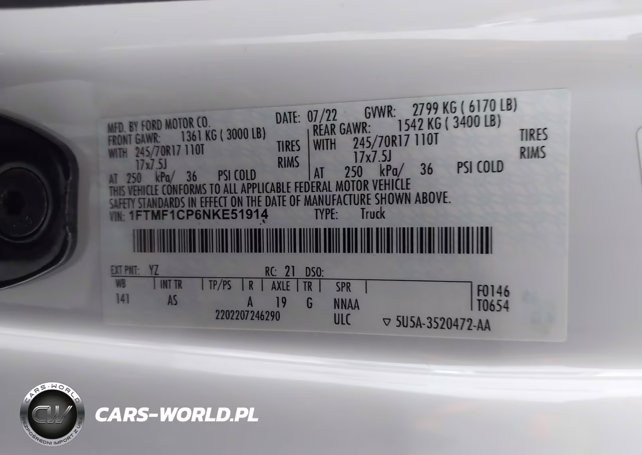 2022 Ford F-150 Xl VIN:1FTMF1CP6NKE51914 - 9