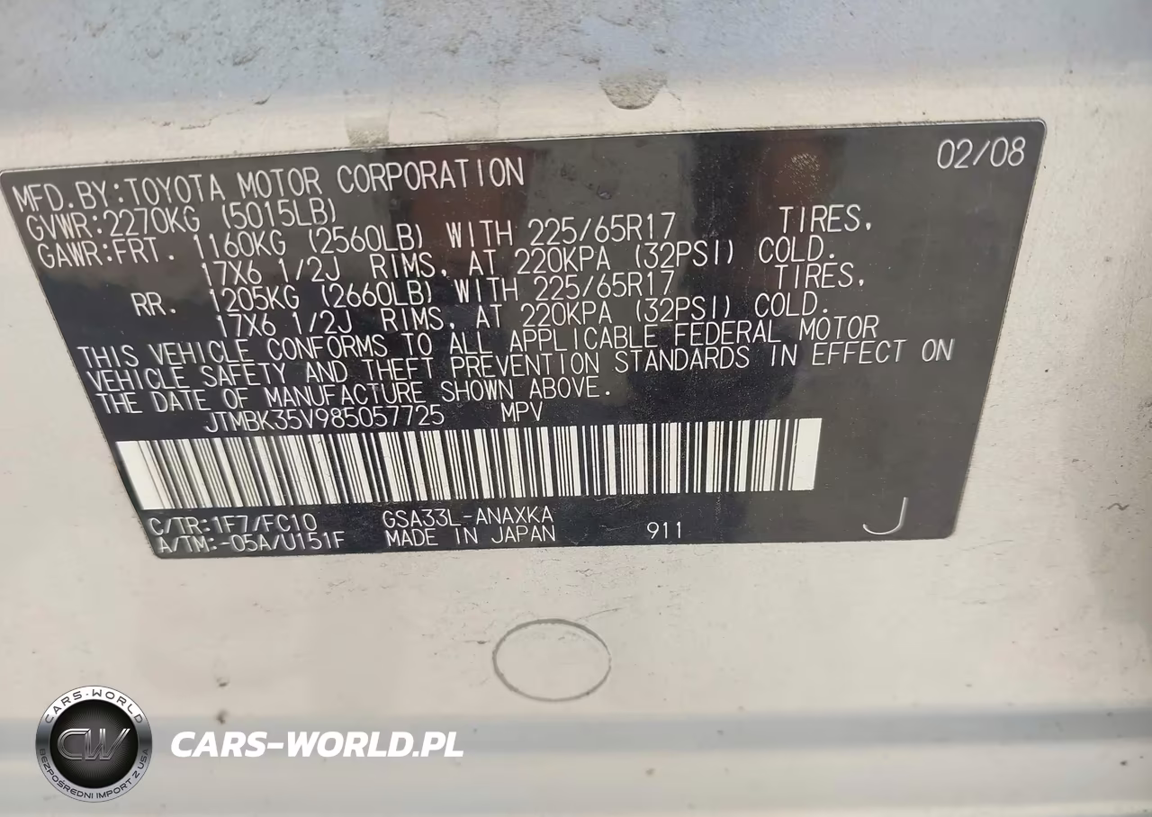 2008 Toyota Rav4 Base V6 VIN:JTMBK35V985057725 - 9