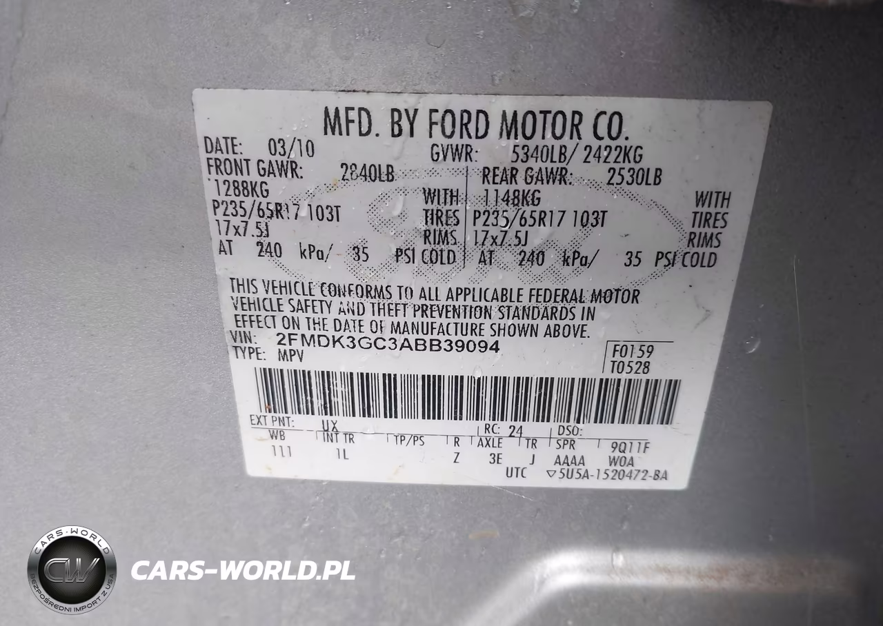 2010 Ford Edge Se VIN:2FMDK3GC3ABB39094 - 9