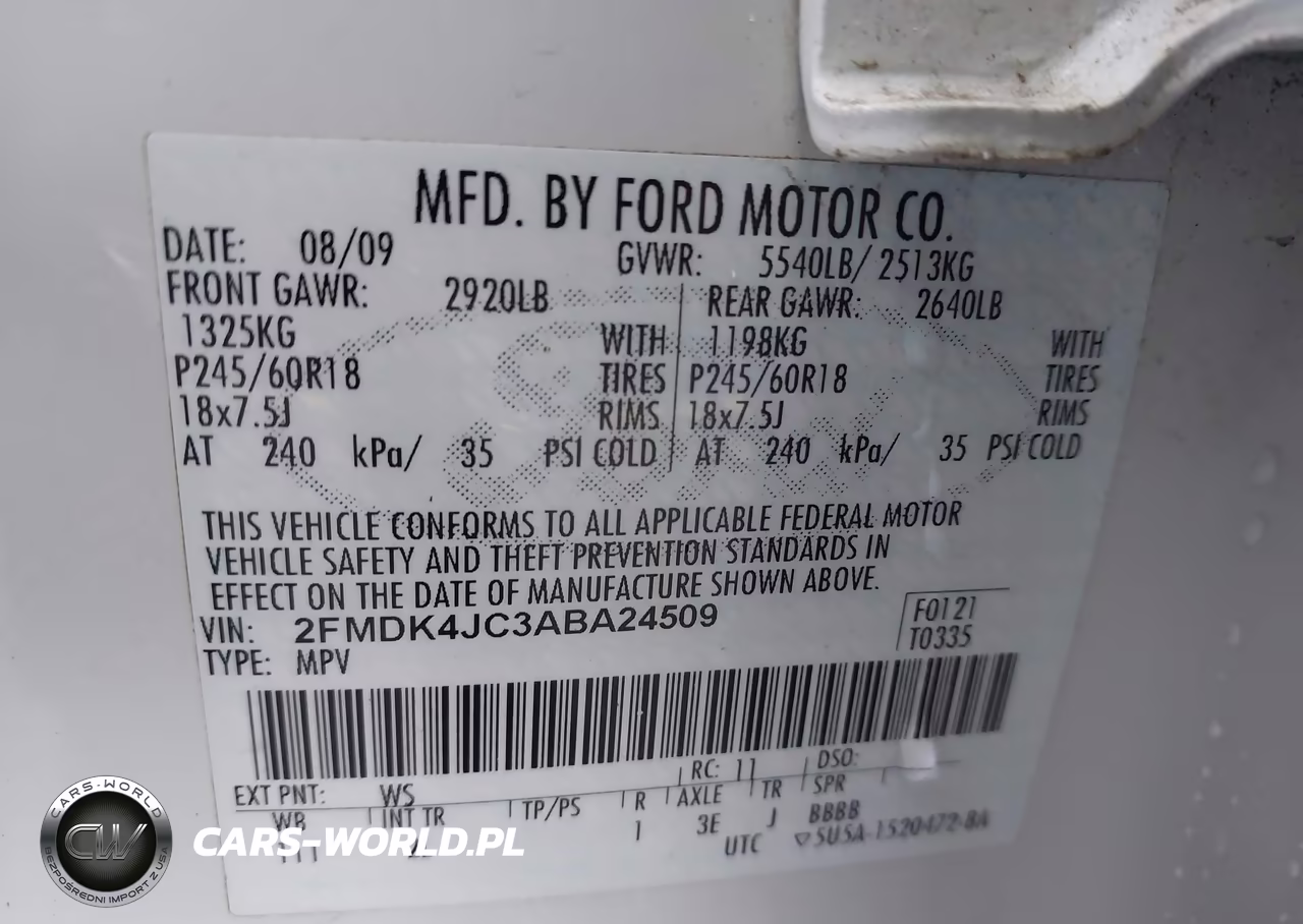 2010 Ford Edge Sel VIN:2FMDK4JC3ABA24509 - 9