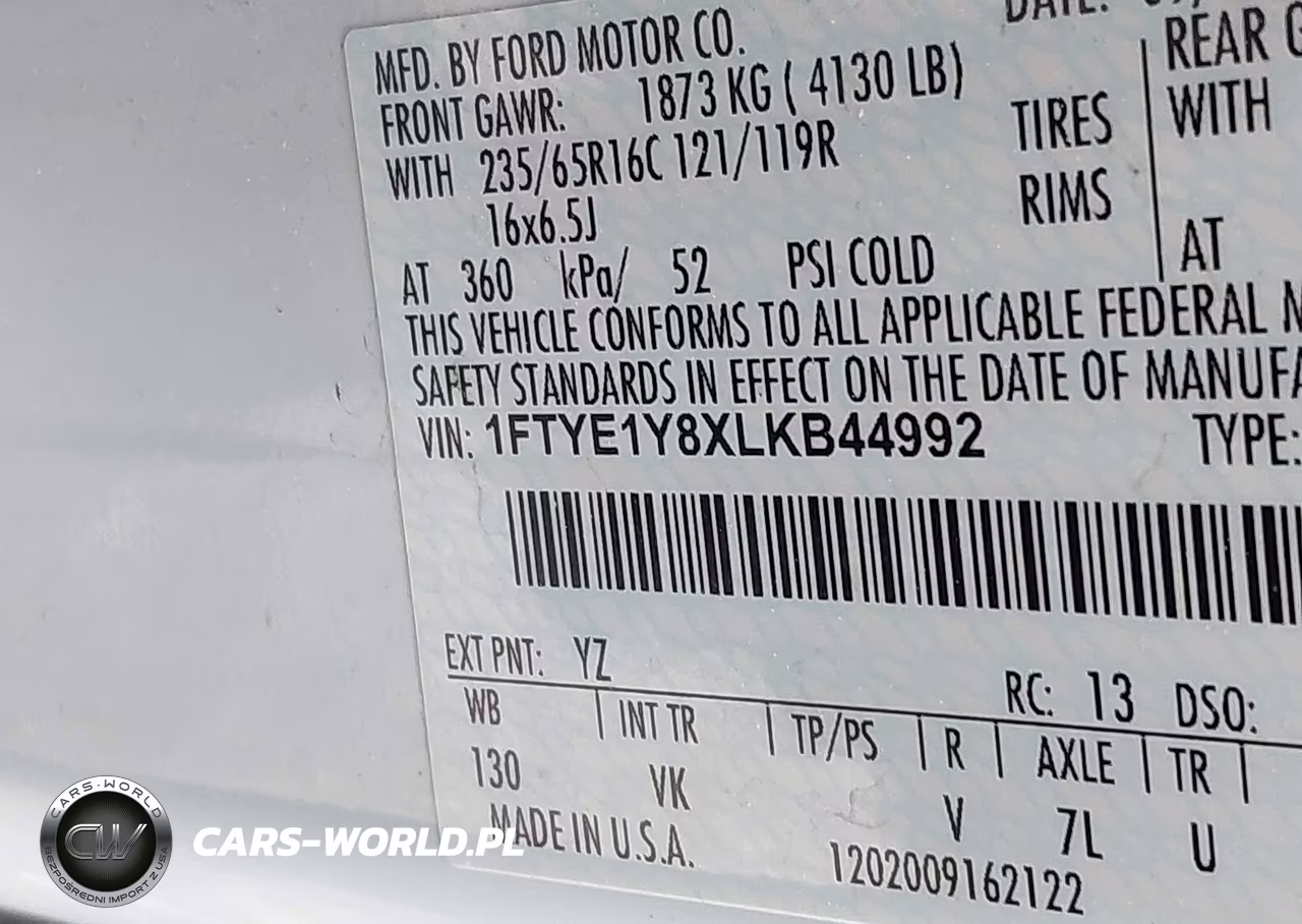 2020 Ford Transit T-150 VIN:1FTYE1Y8XLKB44992 - 9