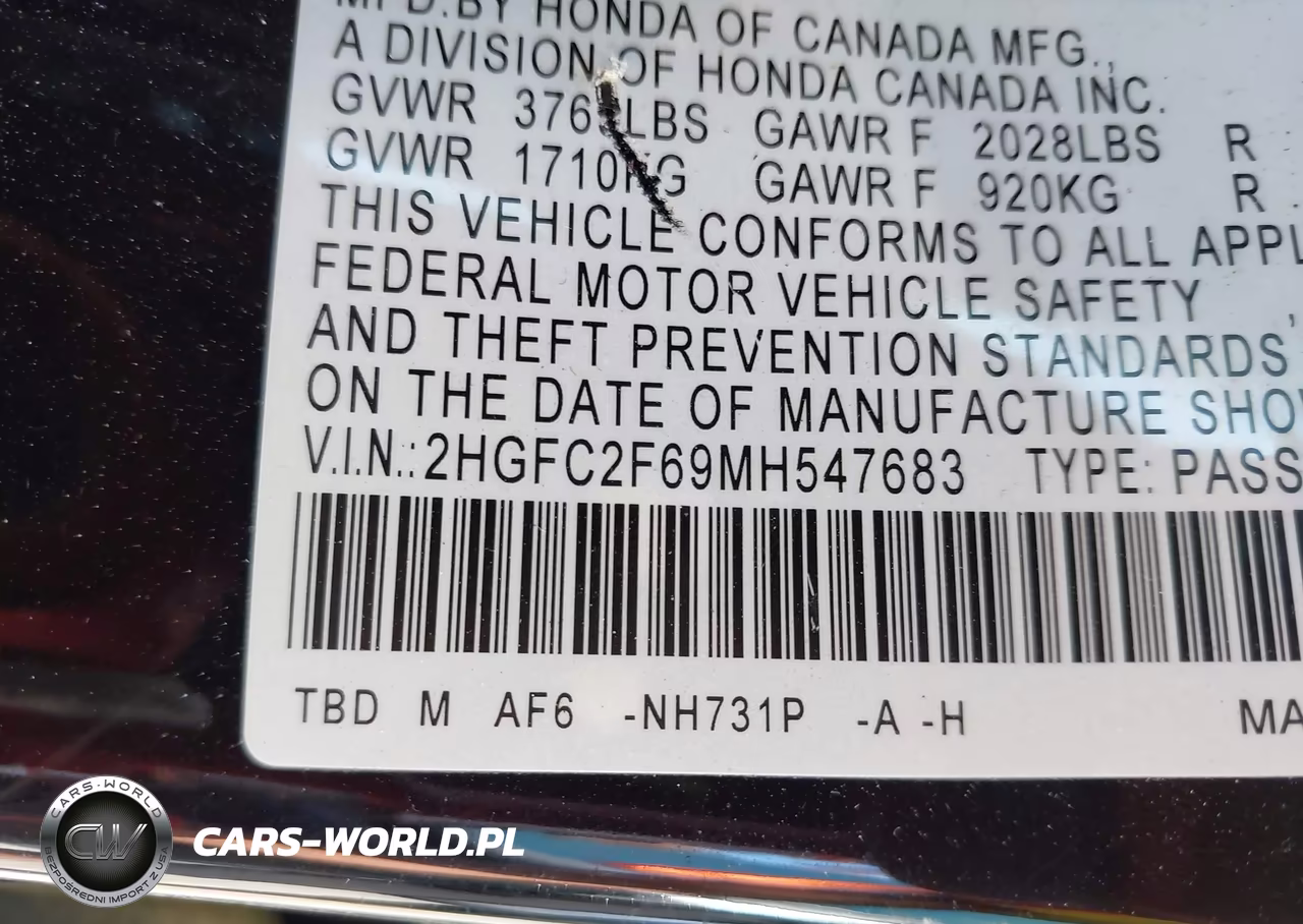 2021 Honda Civic Lx VIN:2HGFC2F69MH547683 - 9